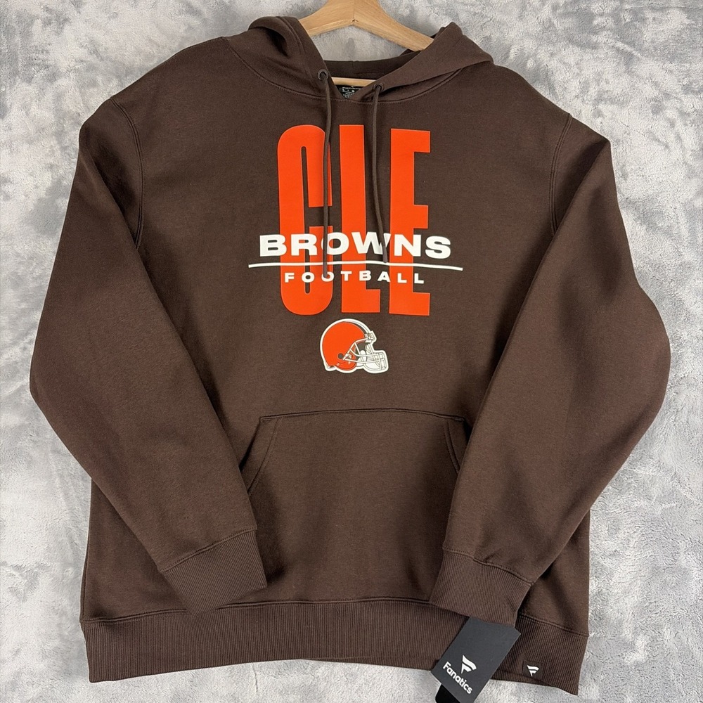 Cleveland Browns Fanatics Pullover Hoodie Brown Size Large Big Logo NWT